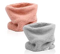 Risipu 2 Pcs Winter Fleece Warm Kids Scarf Boys Girls Round Scarves Windproof Neck Warmer Face Cover Mask (2Pcs - Pink + Light Gray)