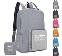 Risipu 20-35L Lightweight Foldable Backpack, Small Hiking Rucksack Water Resistant Durable Packable Backpacks for Women Men, Oxford Cloth Rucksacks for Outdoor Sport Travelling Camping Walking (Grey)