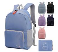 Risipu 20-35L Lightweight Foldable Backpack, Student Backpack, Small Rucksack Water Resistant Durable Packable Backpacks for Women Men Outdoor Camping Travelling Walking Hiking Biking (Blue)