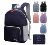 Risipu 20-35L Lightweight Foldable Backpack, Student Backpack, Small Rucksack Water Resistant Durable Packable Backpacks for Women Men Outdoor Camping Travelling Walking Hiking Biking (Navy)