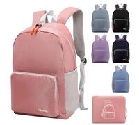 Risipu 20-35L Lightweight Foldable Backpack, Student Backpack, Small Rucksack Water Resistant Durable Packable Backpacks for Women Men Outdoor Camping Travelling Walking Hiking Biking (Pink)