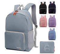 Risipu 20-35L Lightweight Foldable Backpack, Student Backpack, Small Rucksack Water Resistant Durable Packable Backpacks for Women Men Outdoor Camping Travelling Walking Hiking Biking (Grey)
