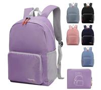 Risipu 20-35L Lightweight Foldable Backpack, Student Backpack, Small Rucksack Water Resistant Durable Packable Backpacks for Women Men Outdoor Camping Travelling Walking Hiking Biking (Purple)