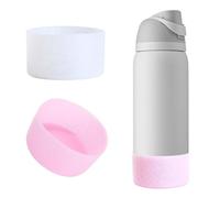 Risipu 2PCS Silicone Water Bottle Boot for Owala 24oz 32oz, Anti-Slip Protective Sleeve Bottom Bumper Protector for Owala Twist & FreeSip & Flip Stainless Steel Water Bottle (A - White+Pink, 24OZ)