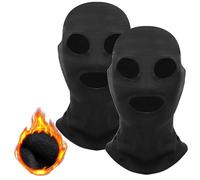 Risipu 3 Hole Winter Face Mask Outdoor Sports Full Face Cover Ski Mask Warm Fleece Balaclava for Adult Skiing Motorcycle Wind Sun UV Protection Black