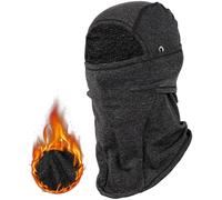 Risipu 3 Hole Winter Face Mask with Glasses Holes Outdoor Sports Full Face Cover Ski Mask Warm Fleece Balaclava for Adult Skiing Motorcycle Wind Sun UV Protection Gray