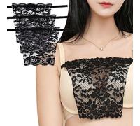 Risipu 3 Pack Lace Modesty Panels for Women Cleavage Cover Up for Low Neckline lace Insert for Low Cut Tops Perfect for Tank Tops, Dresses, Office Ladies (3 black)