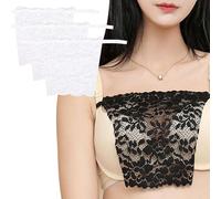 Risipu 3 Pack Lace Modesty Panels for Women Cleavage Cover Up for Low Neckline lace Insert for Low Cut Tops Perfect for Tank Tops, Dresses, Office Ladies (3 white)