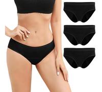 Risipu 3 Pack Period Underwear for Women Heavy Flow Soft Menstrual Panties Teens Ladies Leakproof Incontinence (UK, Alpha, XXL, Regular, Regular, Black)
