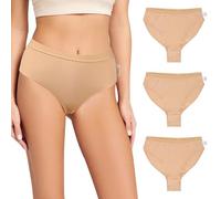 Risipu 3 Packs Dance Underwear High Cut Ballets Dance Briefs Breathable Seamless Gymnastic Underwear Short Pants (UK, Age, 14 Years, Regular, Nude)
