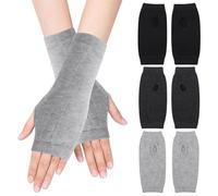 Risipu 3 Pairs Cashmere Fingerless Gloves for Women Winter Thermal Mittens With Thumb Hole Wrist Warmers Warm Fingerless Glove for Men Girls Ladies