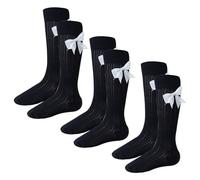 Risipu 3 Pairs Girls' Knee-High Socks with Bows Cotton Bow Knee-High Stockings for School Socks, and Girls' Party Knee-High Socks with Bows (UK, Age, 3 Years, 5 Years, Regular, Black)