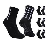 Risipu 3 Pairs Soccer Socks with Grip Pads Non Slip Football Basketball Sports Yoga Socks for Men Women (UK, Alpha, One Size, Regular, Regular, Black)