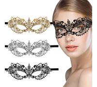 Risipu 3Pcs Masquerade Masks Masquerade Ball Masks for Women Sexy Lace Eye Mask Half Face Mask for Venetian Carnival Costume Party Cosplay Women Girl Ladies Halloween Mardi Gras