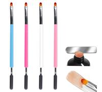 Risipu 4 Pcs Nail Brushes For Gel Nail 2 in 1 Dual-Ended Poly Gel Nail Kit Salon Quality Nail Art Tools for Gel Extensions, Sculpting & Manicures (White, Blue, Pink, Rose Red)