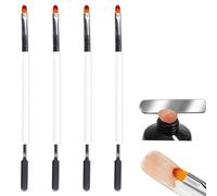 Risipu 4 Pcs Nail Brushes For Gel Nail 2 in 1 Dual-Ended Poly Gel Nail Kit Salon Quality Nail Art Tools for Gel Extensions, Sculpting & Manicures (White)