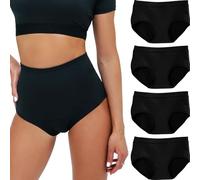 Risipu 4PCS Womens Cotton Knickers High Waisted Knickers for Women Ladies Full Briefs Soft Panties for Women No Itchy Labels (UK, Alpha, XXL, Regular, Regular, Black)