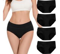 Risipu 4PCS Womens Cotton Knickers Mid Waisted Cotton Knickers for Women Ladies Full Briefs Soft Panties for Women (UK, Alpha, XL, Regular, Regular, Black)