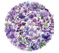 Risipu 50 Pcs Floral Stickers - Waterproof Clear PET Botanical Decals Kindle Stickers for Scrapbooking, Water Bottle, Guitar, Laptop Decoration (Purple Flowers)