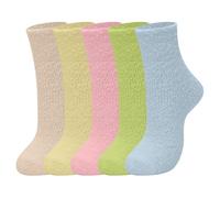 Risipu 5PCS Womens Fluffy Socks Fluffy Socks Kids Thermal Bed Socks Warm Winter Cosy Socks for Ladies & Girls, Ideal for Christmas Gifts (UK,Numeric,3,7,Yellow,Khaki, Pink,Green,Blue)