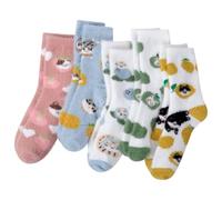 Risipu 5PCS Womens Fluffy Socks Fluffy Socks Kids Thermal Bed Socks Warm Winter Cosy Socks for Ladies & Girls, Ideal for Christmas Gifts(UK, Numeric, 3, 7, Cat 5)