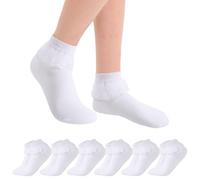 Risipu 6 Pairs Girls Ruffle Socks White Ruffled Lace Socks for Girls Toddler Frilly Cute Princess Dress Sock (UK, Age, 7 Years, 9 Years, Regular, White)