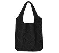 Risipu Beach Bag Knitted Handbags for Women, Boho Retro Hollow Woven Shoulder Bags, Crochet Mesh Tote Bag for Ladies Holiday Travel Shopping Daily Work (Black)