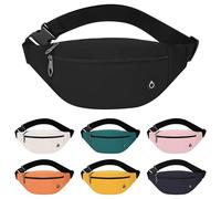 RISIPU Bum Bag for Men Women - Waterproof Bumbag Fanny Pack with Headphone Jack and Adjustable Strap, 3-Zipper Pockets, Lightweight Waist Bag, Ideal for Running, Hiking, Cycling, Travel (Black)
