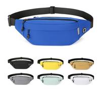 RISIPU Bumbags for Ladies Men,Waterproof 3 Zip Pockets Waist Bag with Headphone Jack and Adjustable Strap,Lightweight Bum Bag for Sport Running Hiking Cycling Travel (Blue)