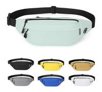 RISIPU Bumbags for Ladies Men,Waterproof 3 Zip Pockets Waist Bag with Headphone Jack and Adjustable Strap,Lightweight Bum Bag for Sport Running Hiking Cycling Travel (Green)