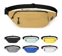 RISIPU Bumbags for Ladies Men,Waterproof 3 Zip Pockets Waist Bag with Headphone Jack and Adjustable Strap,Lightweight Bum Bag for Sport Running Hiking Cycling Travel (Khaki)