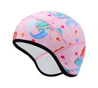 Risipu Children's Helmet Hat Warm Winter Hat Lining for Bicycle Helmet Ski Skull Cap with Ear Protection Elastic Hat for Boys Girls, Pink - Mermaid, One Size