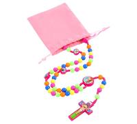 Risipu Colourful Rosary Beads Set - Learn to Pray - Children's Colourful Rosary Beads with Velour Gift Pouch for Christmas, Easter and Catholic Baptisms Gift (Red)