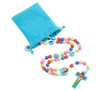Risipu Colourful Rosary Beads Set - Learn to Pray - Children's Colourful Rosary Beads with Velour Gift Pouch for Christmas, Easter and Catholic Baptisms Gift (Blue)