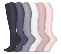 Risipu Compression Socks for Women & Men - 6 Pairs Graduated Pressure Flight Socks 20-30 mmHg, Comfortable Breathable Sports & Travel Support, Circulation & Varicose Veins Relief (Pink Set, S/M)