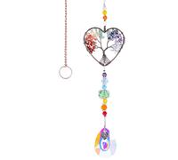 Risipu Crystal Gifts for Women, Natural Healing Crystals, Handmade Tree of Life, Positive Energy Sun Catchers for Windows, Chakra Gifts for Women (1, loving)