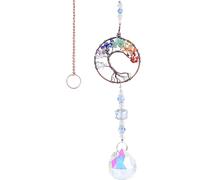Risipu Crystal Gifts for Women, Natural Healing Crystals, Handmade Tree of Life, Positive Energy Sun Catchers for Windows, Chakra Gifts for Women (1, Tree of Life)