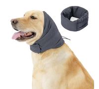 RISIPU Dog Earmuffs Dog Soothing Head Cover Dog Ear and Neck Warmer Easy to Wear Adjustable Suitable for Dogs Noise Reduction Soothing Winter Warmth (Gray, S)
