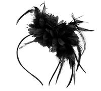 Risipu Fascinators Hat for Weddings, Elegant Vintage Mesh and Fabric Feather Fascinator Hat for Women,Party Ball Top Cap Jockey Club Headband Accessories (Black)