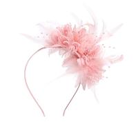 Risipu Fascinators Hat for Weddings, Elegant Vintage Mesh and Fabric Feather Fascinator Hat for Women,Party Ball Top Cap Jockey Club Headband Accessories (Nude Pink)