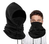 Risipu Fleece Balaclava Winter Hat,Thermal Face Mask for Men & Women,Snood Hood Hat Neck Warmer Windproof Ski Mask (UK, Alpha, One Size, Black)