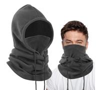 Risipu Fleece Balaclava Winter Hat,Thermal Face Mask for Men & Women,Snood Hood Hat Neck Warmer Windproof Ski Mask (UK, Alpha, One Size, Gray)