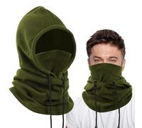 Risipu Fleece Balaclava Winter Hat,Thermal Face Mask for Men & Women,Snood Hood Hat Neck Warmer Windproof Ski Mask (UK, Alpha, One Size, Green)