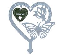Risipu Garden Memorial Plaque, Brother Garden Stakes Grave Markers Cemetery Weatherproof Heart Shaped With Butterfly Flower Ornament Memorial Plaques (Grandpa)