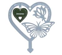 Risipu Garden Memorial Plaque, Brother Garden Stakes Grave Markers Cemetery Weatherproof Heart Shaped With Butterfly Flower Ornament Memorial Plaques (Grandma)