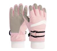 Risipu Kids Ski Gloves Winter Waterproof Gloves Warm Fleece Gloves Snowproof Snowboard Gloves Cold Weather Gloves for 4-12 Boys Girls (Pink, L)