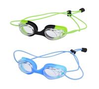 Risipu Kids Swimming Goggles 2 Pack | Bungee Strap No Hair Pulling | Anti Fog & Leak-Proof Design | Toddler Goggles with Quick Adjust | for Ages 3-14 (Sky Blue, Black Green)