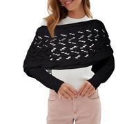 Risipu Knitted Scarf with Sleeves for Women, Sweater Scarf with Sleeves Fall Winter Warm Scarf Wrap Shawl Scarves (Black)