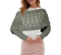 Risipu Knitted Sweater Scarf with Sleeves - Warm Shawl Wrap for Women, Fall Winter (GrayGreen)