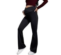 Risipu Maternity Pants Women Pregnancy Casual Crossover High Waist Stretchy Comfortable Maternity Pants with Adjustable Waistband Idea for Work Workout (S, Black)